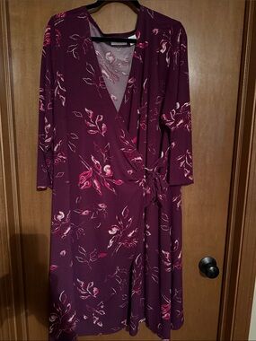NWT Avenue Plum Floral Wrap Dress - Pink Accents